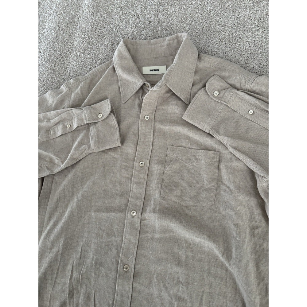 Buck Mason Shirt Men Size XXL Tan Beige Solid Long Sleeve Casual Button Up